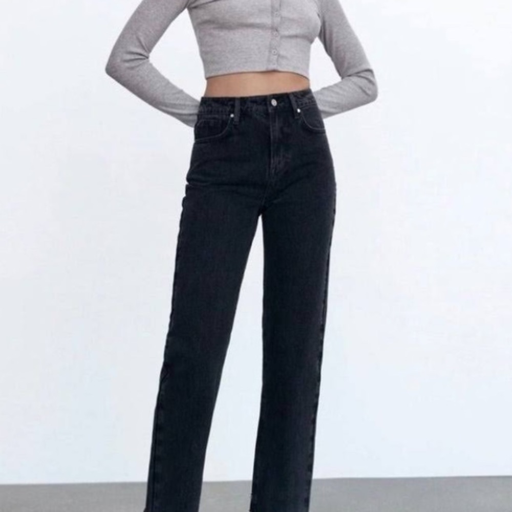 Zara Hi Rise Slim Ankle Black Jeans